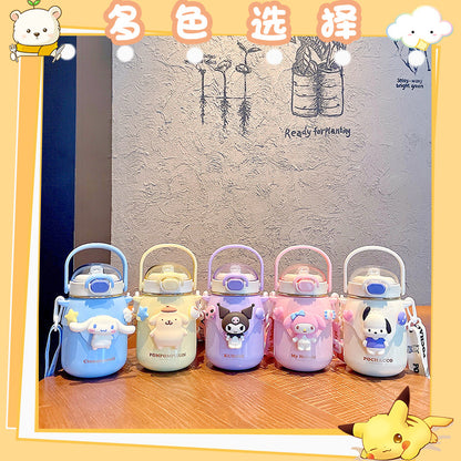High-value Internet celebrity Sanrio co-branded water cup, adjustable strap cup, large capacity cute girl thermos cup 316