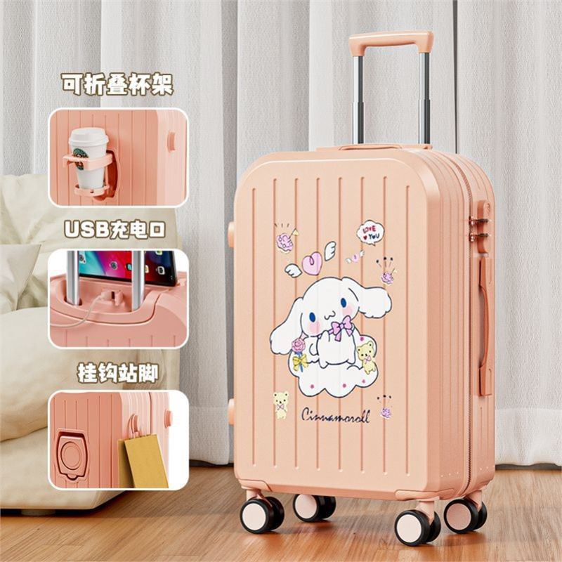 Sanrio Kuromi & Cinnamoroll Girls Trolley Suitcase – Large Capacity Carry-On Luggage for Kids