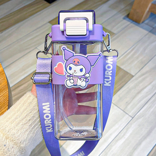 Genuine Sanrio authorized plastic cups, high-value children's water cups, large-capacity straw cups, cute girls' sports cups
