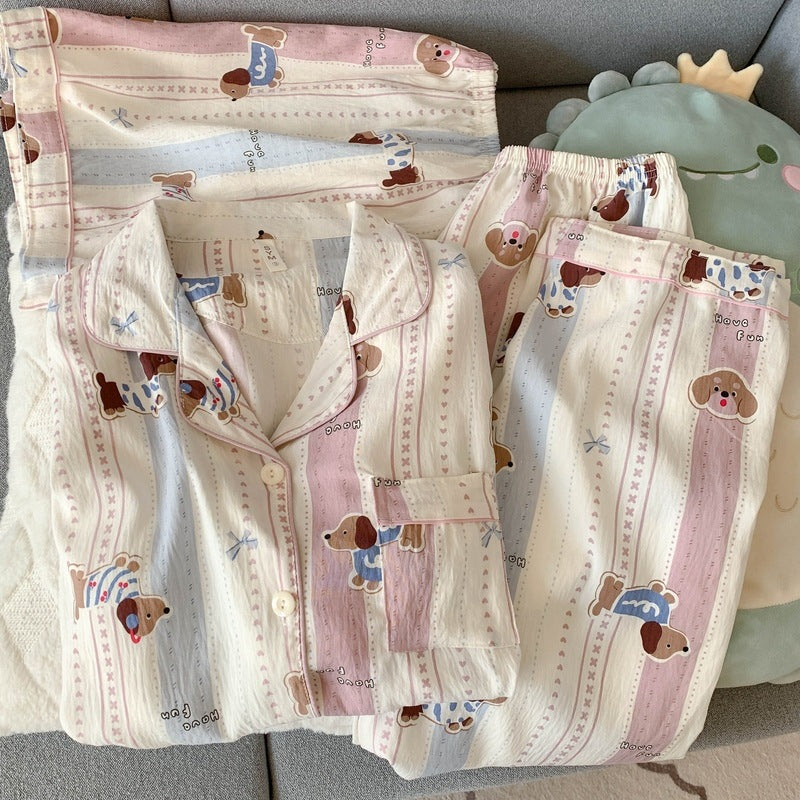 Crayon Shin-chan Pajama Set — Plus Size Lace Doll Collar Three-Piece Loungewear | Short Sleeve Top + Shorts + Long Pants Soft Cloud Cotton Sleepwear for Women & Men Spring Summer 2025