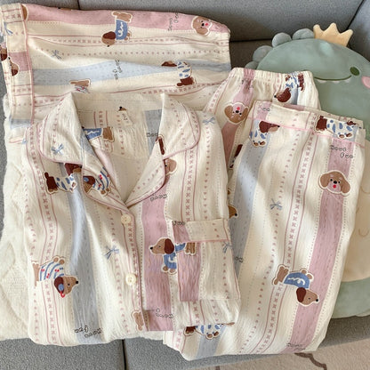 Crayon Shin-chan Pajama Set — Plus Size Lace Doll Collar Three-Piece Loungewear | Short Sleeve Top + Shorts + Long Pants Soft Cloud Cotton Sleepwear for Women & Men Spring Summer 2025