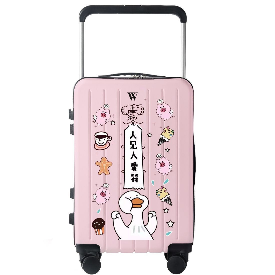 Sanrio Customized Wide-Body Trolley Suitcase – Cartoon Travel Luggage, Silent Universal Wheels, School & Travel