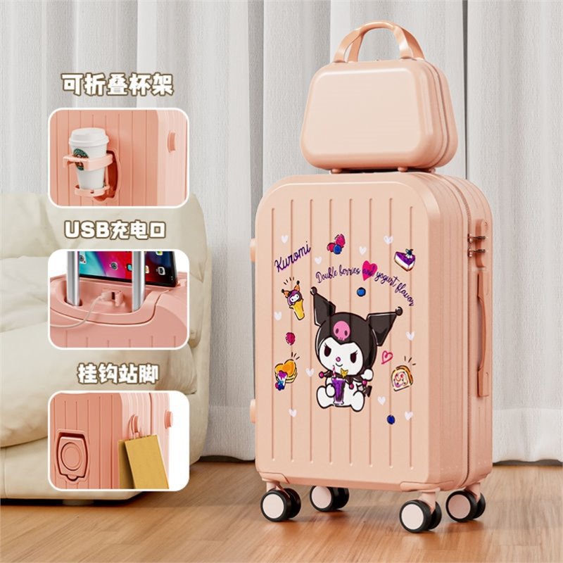Sanrio Kuromi & Cinnamoroll Girls Trolley Suitcase – Large Capacity Carry-On Luggage for Kids