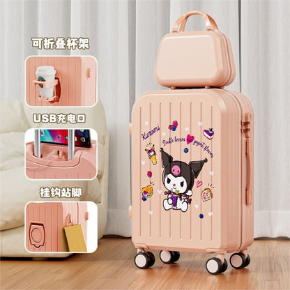 Sanrio Kuromi & Cinnamoroll Girls Trolley Suitcase – Large Capacity Carry-On Luggage for Kids