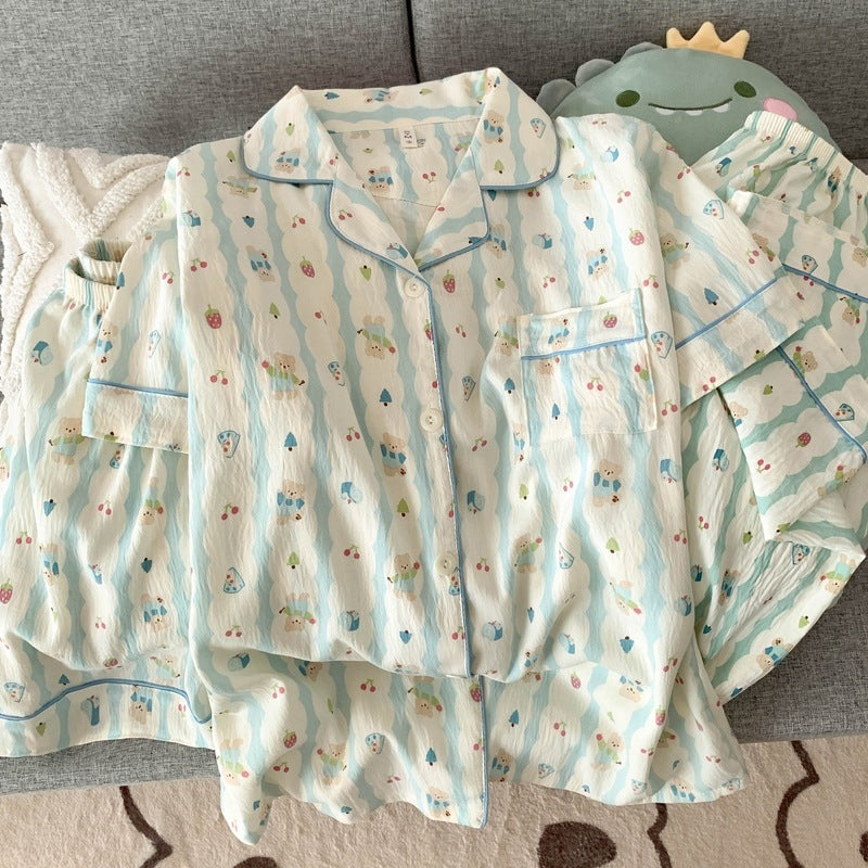 Crayon Shin-chan Pajama Set — Plus Size Lace Doll Collar Three-Piece Loungewear | Short Sleeve Top + Shorts + Long Pants Soft Cloud Cotton Sleepwear for Women & Men Spring Summer 2025