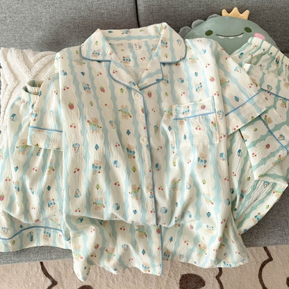 Crayon Shin-chan Pajama Set — Plus Size Lace Doll Collar Three-Piece Loungewear | Short Sleeve Top + Shorts + Long Pants Soft Cloud Cotton Sleepwear for Women & Men Spring Summer 2025