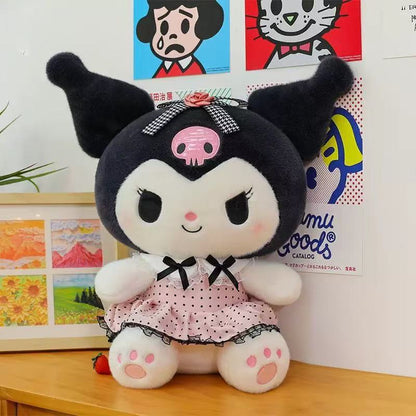 Sanrio Kuromi & My Melody Camellia Plush Pillow – Cute Japanese Kawaii Doll Gift