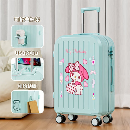 Sanrio Kuromi & Cinnamoroll Girls Trolley Suitcase – Large Capacity Carry-On Luggage for Kids