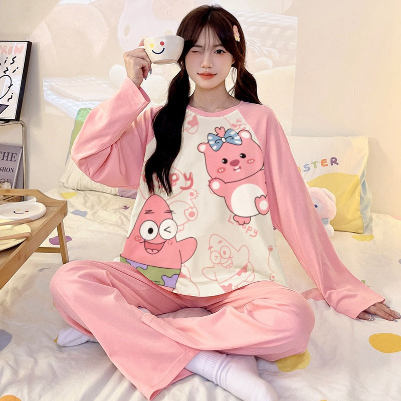 Kuromi Inspired Pure Cotton Long Sleeve Lounge Set for Men and Women Cartoon Spring Autumn Basewear