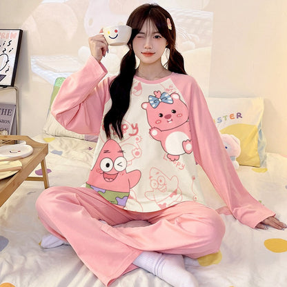 Kuromi Inspired Pure Cotton Long Sleeve Lounge Set for Men and Women Cartoon Spring Autumn Basewear