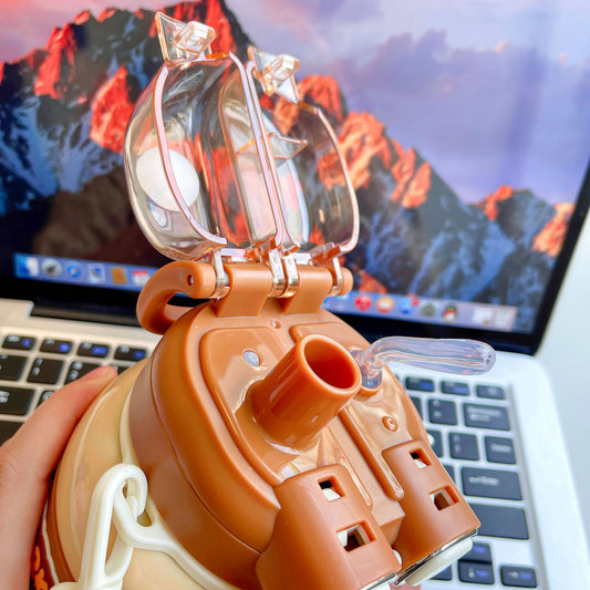 High-value children's insulated water cup, cute large-capacity student sports water bottle, convenient to carry around, double drinking cup