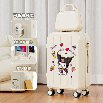 Sanrio Kuromi & Cinnamoroll Girls Trolley Suitcase – Large Capacity Carry-On Luggage for Kids