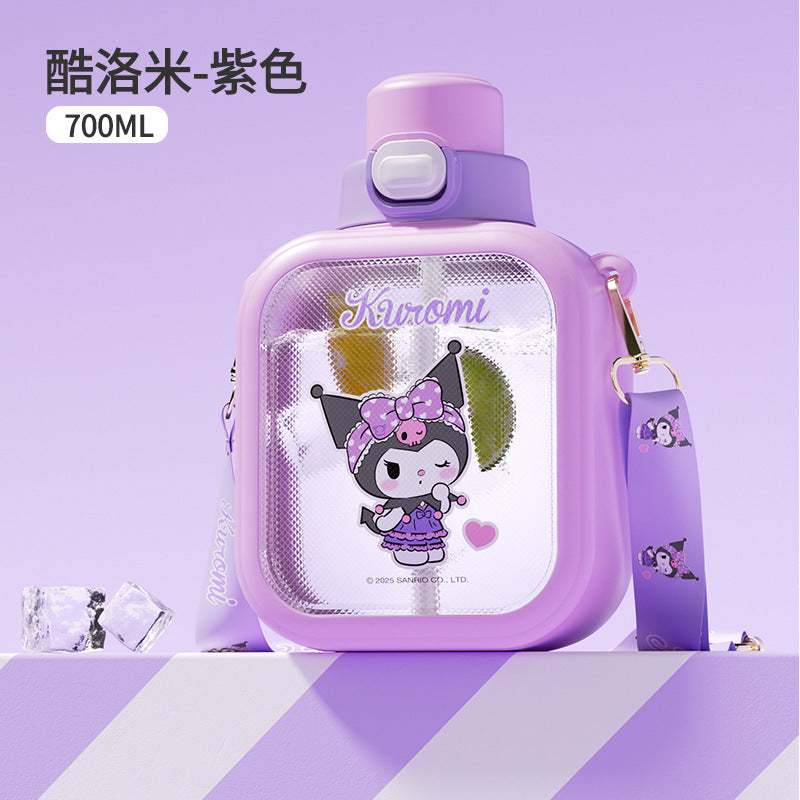 Sanrio Girls Tritan Straw Cup – Large Capacity Cute Cartoon Kids Handy Water Cup