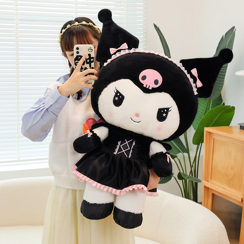 Dark Uniform Style Plush Doll Pillow – Soft Short Plush Character Toy for Display and Cuddling