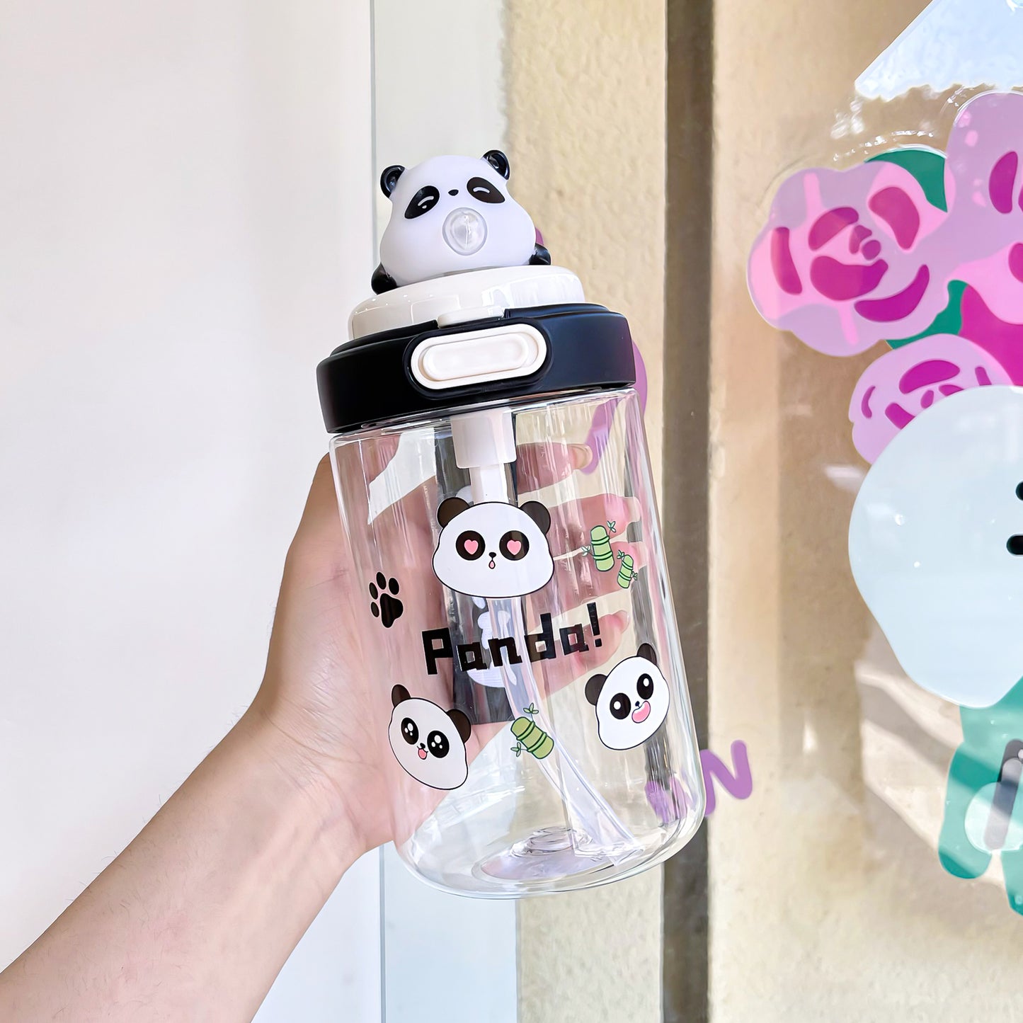 Cute Cartoon Animal Bubble Cup – Silicone Spout Kids Water Cup with Cup Cord, Portable