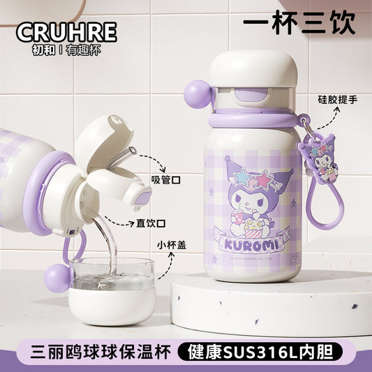 Sanrio family series student double drink children's thermos cup stainless steel portable large capacity drinking cup 316