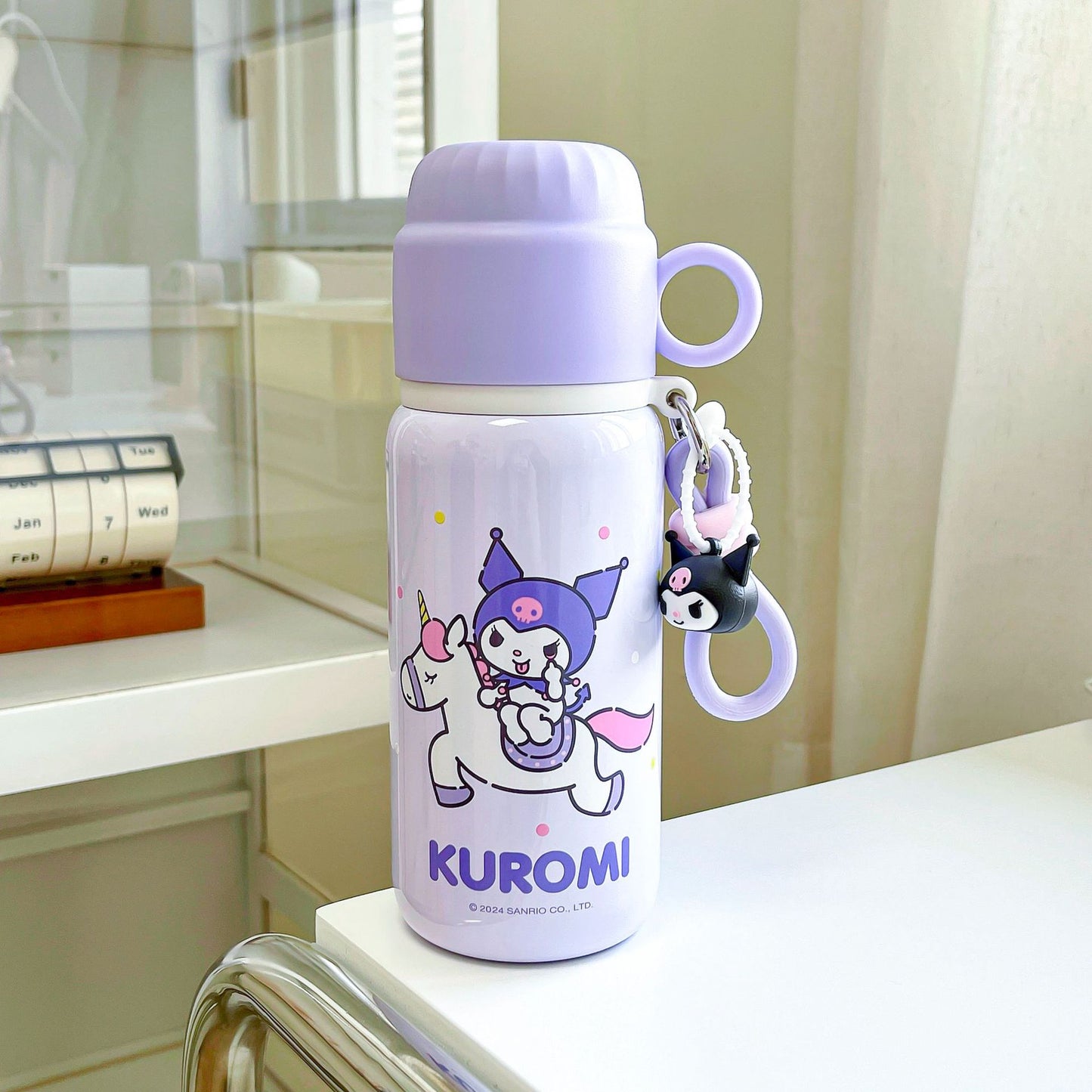 Sanrio Licensed Cartoon Thermos Mug – Large Capacity Double-Drink Cup with Pour Lid