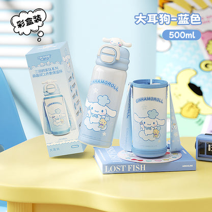 Sanrio family series student children's thermos cup 316 stainless steel portable cup cover drinking cup double drink gift box