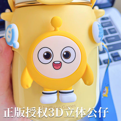 Egg Boy Party Insulated Thermos Mug – Large Capacity Kids Cartoon Straw Water Cup
