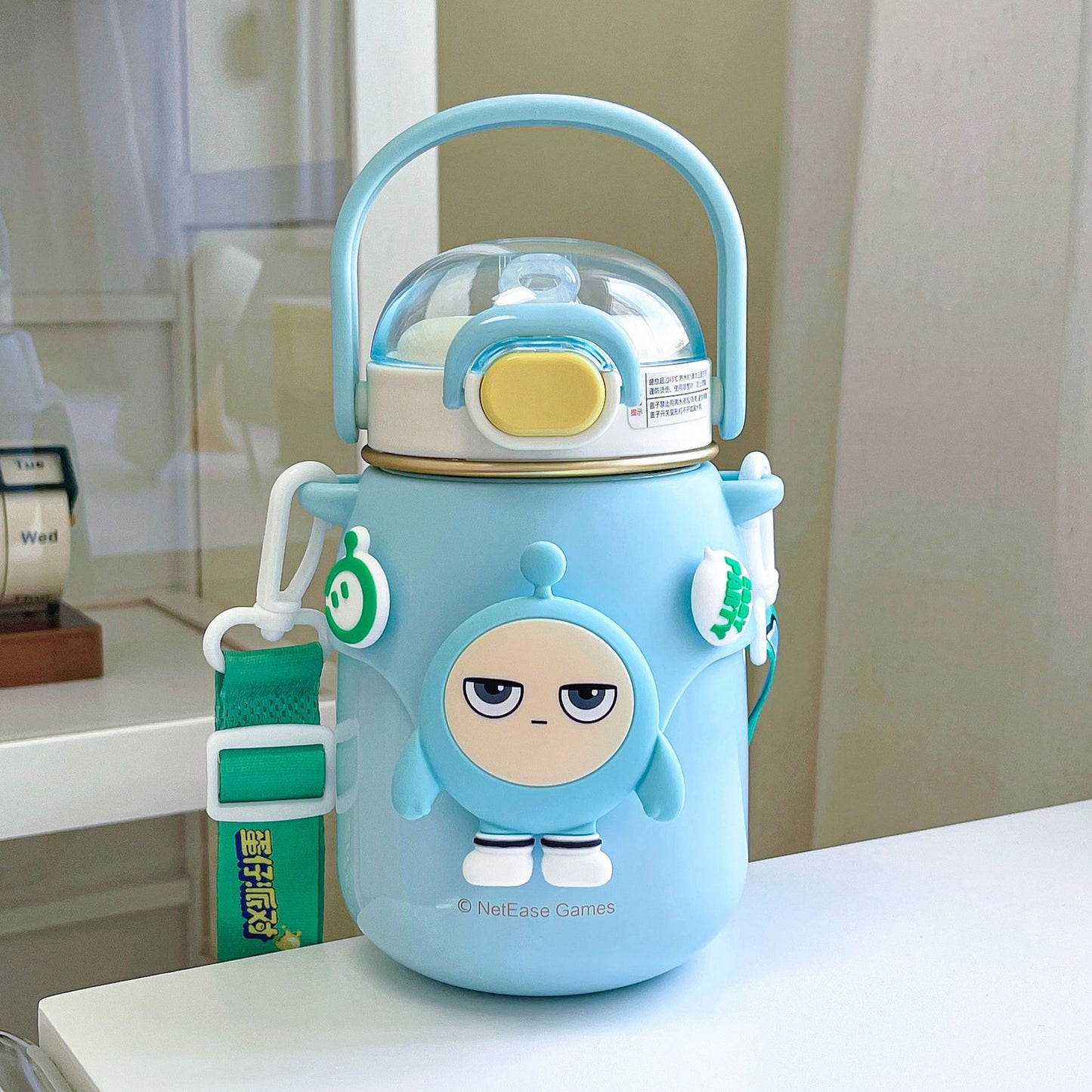 Egg Boy Party Insulated Thermos Mug – Large Capacity Kids Cartoon Straw Water Cup
