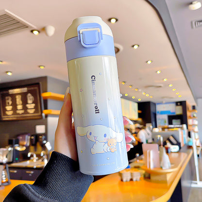 Kuromi gradient color convenient handle thermos cup convenient to carry silk screen design cup double drinking cup