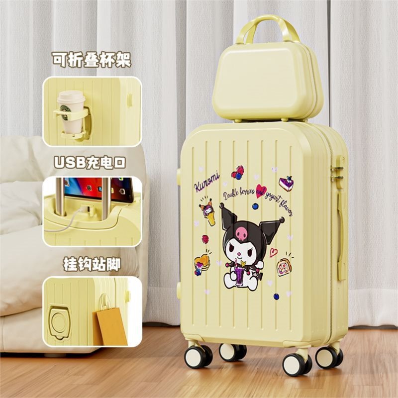 Sanrio Kuromi & Cinnamoroll Girls Trolley Suitcase – Large Capacity Carry-On Luggage for Kids