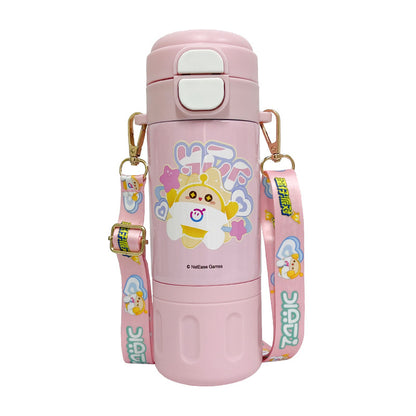 Egg Boy Party Dual-Purpose Thermos Cup – Straw Cup with Adjustable Strap, Portable