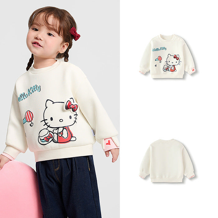 Kuromi Inspired Girls Faux Two-Piece Sweatshirt – Soft Cotton Blend Pullover for Autumn Winter
