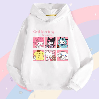 Sanrio Kuromi Girls Lightweight Hooded Sweatshirt Jacket - Kawaii Cartoon Long Sleeve Pullover for Kids (Spring Autumn)