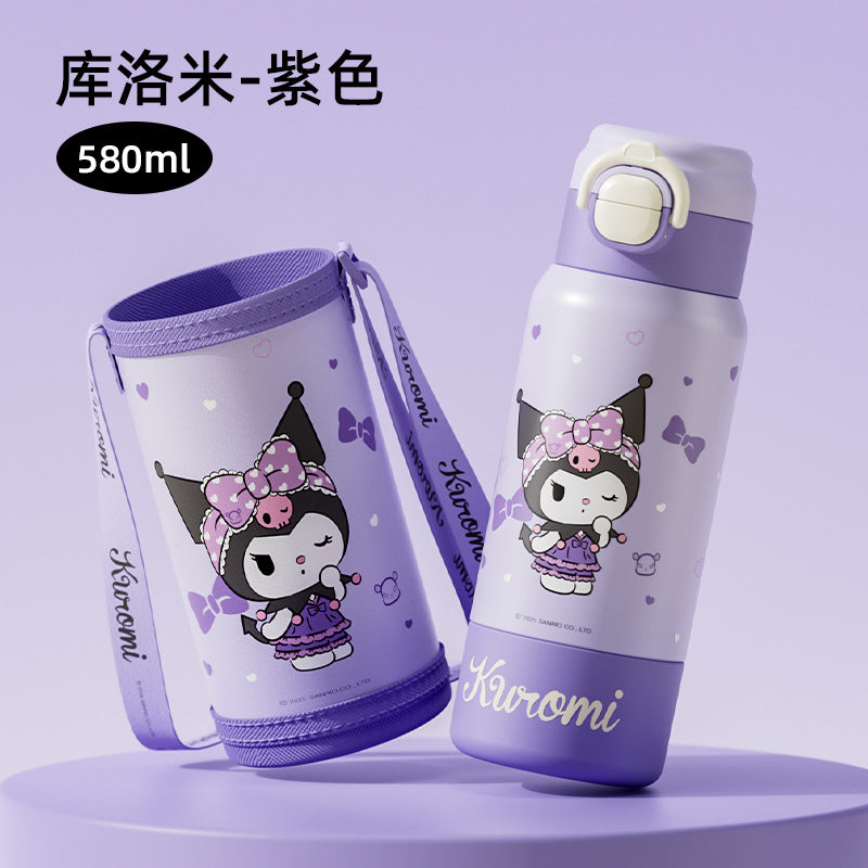 Sanrio Kuromi Family Series Thermos Cup – Four-Drink Lock Design with Adjustable Rope, Portable