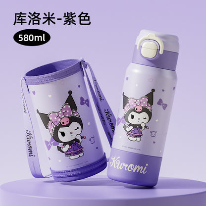 Sanrio Kuromi Family Series Thermos Cup – Four-Drink Lock Design with Adjustable Rope, Portable