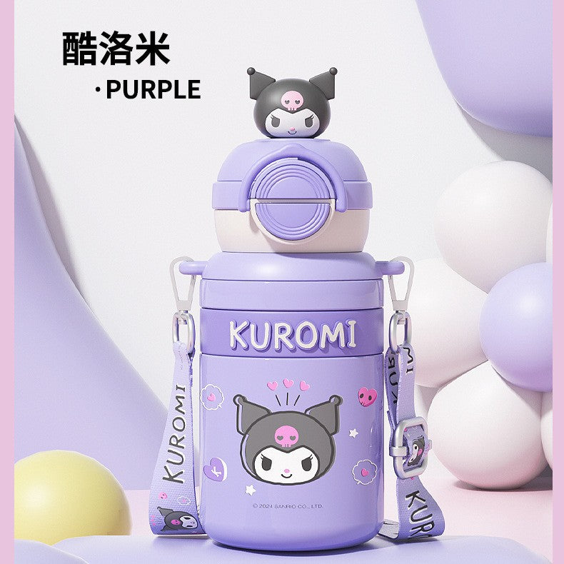 Sanrio Kids Stainless Steel Thermos Mug – Large Capacity Crossbody Girls Student Cup