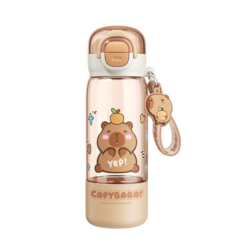 Kids Tritan Straw Cup – Large Capacity Double-Drink Girls Water Bottle with Strap & Pop Lid