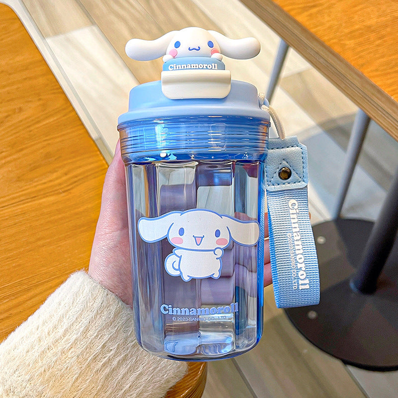 Sanrio Licensed Cartoon Kids Plastic Cup – Doll Coffee Mug, Sealed Leak-Proof Student Cup