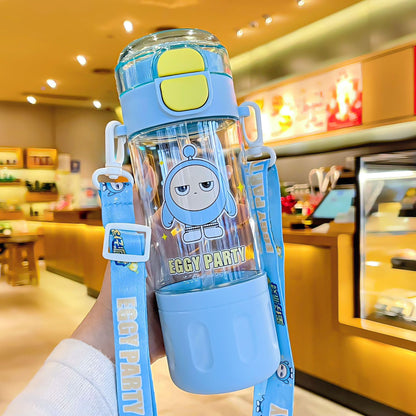 2025 new high-value straw cup girls' large-capacity double drinking cup convenient cartoon plastic cup tritan