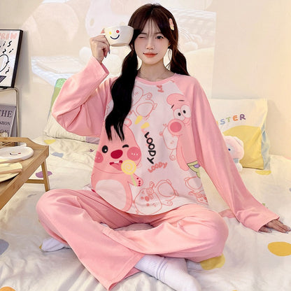Kuromi Inspired Pure Cotton Long Sleeve Lounge Set for Men and Women Cartoon Spring Autumn Basewear