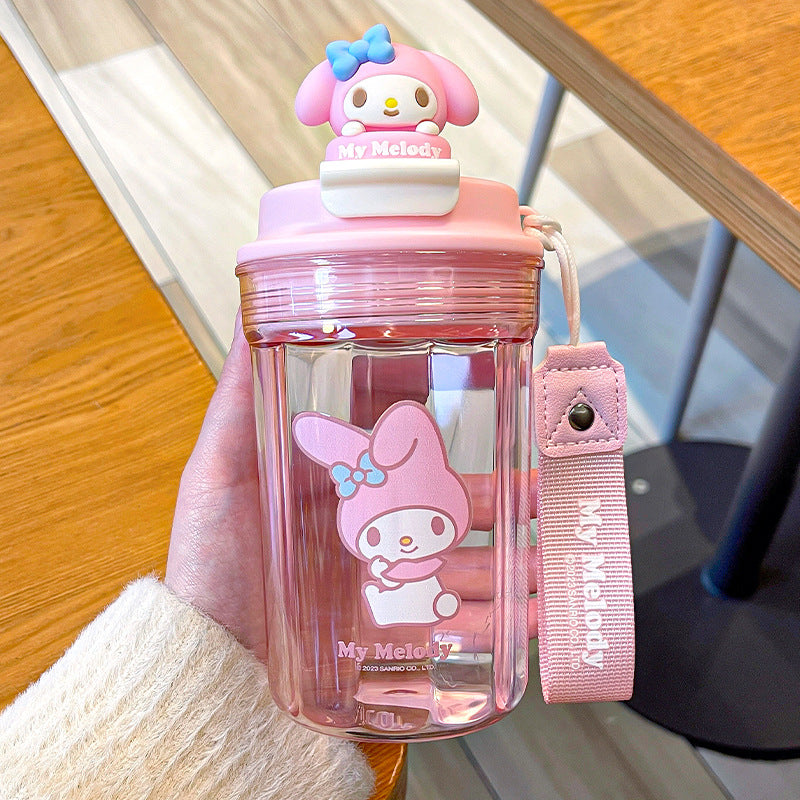 Sanrio Licensed Cartoon Kids Plastic Cup – Doll Coffee Mug, Sealed Leak-Proof Student Cup