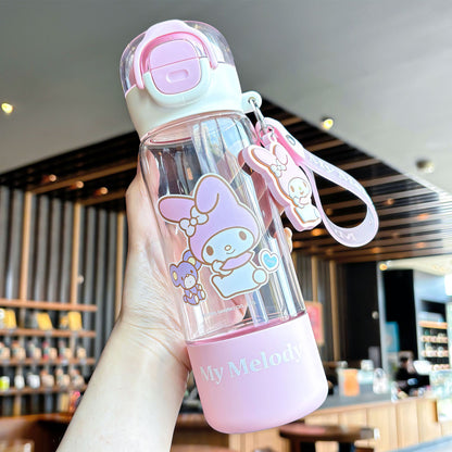 Sanrio Girls Tritan Straw Cup – Large Capacity Cute Cartoon Kids Handy Water Cup
