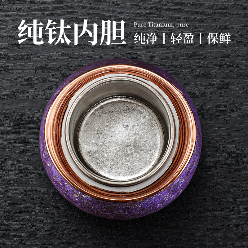 Pure titanium gourd teapot set tea water separation tea making portable tea set outdoor men's and women's high-end light luxury gift box