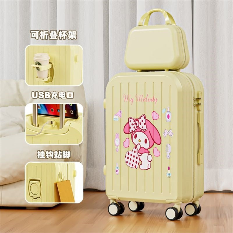 Sanrio Kuromi & Cinnamoroll Girls Trolley Suitcase – Large Capacity Carry-On Luggage for Kids