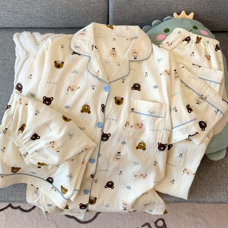 Crayon Shin-chan Pajama Set — Plus Size Lace Doll Collar Three-Piece Loungewear | Short Sleeve Top + Shorts + Long Pants Soft Cloud Cotton Sleepwear for Women & Men Spring Summer 2025