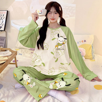 Kuromi Inspired Pure Cotton Long Sleeve Lounge Set for Men and Women Cartoon Spring Autumn Basewear