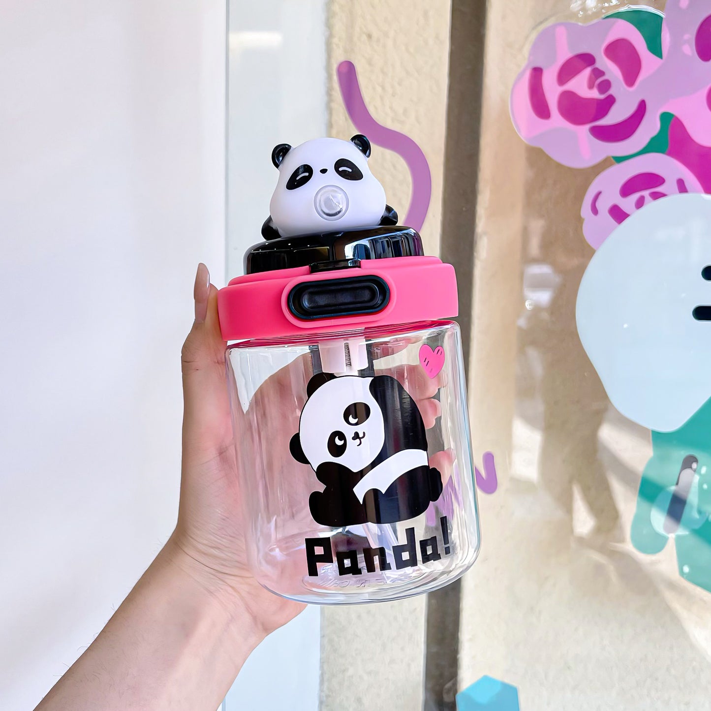 Cute Cartoon Animal Bubble Cup – Silicone Spout Kids Water Cup with Cup Cord, Portable