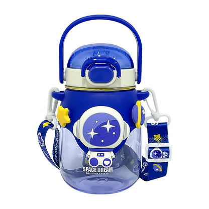 Simple astronaut straw cup girl high-value plastic cup for going out portable drinking cup Cute student pop lid cup