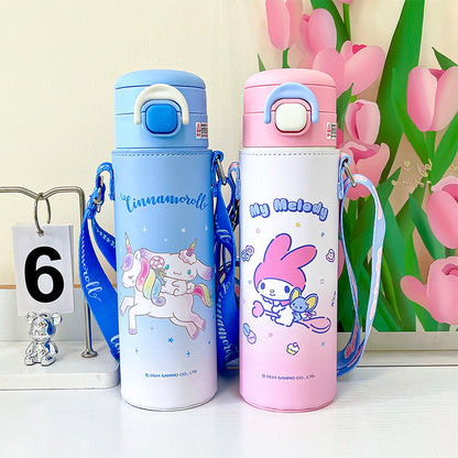 Genuine Sanrio authorized thermos cup, high-value cartoon student sports cup, convenient and large-capacity double drinking cup
