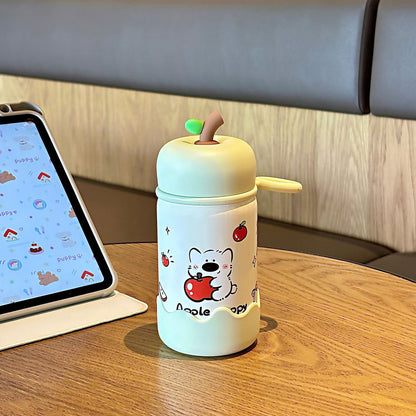 Cute Apple Pocket Thermos Cup – Mini Portable Insulated Mug with Sturdy Carry Ring