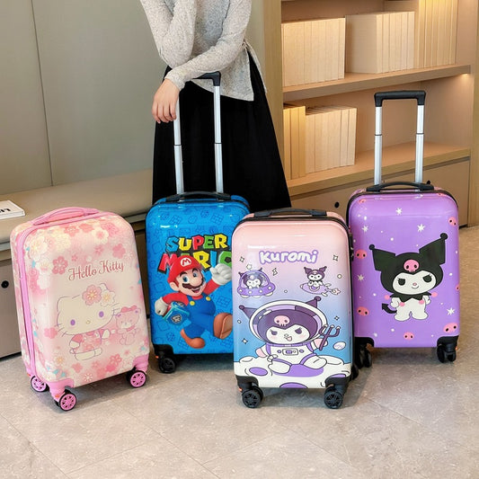Sanrio Kids Trolley Suitcase 20 Inch – Cute Cartoon Cabin Luggage with Detachable Wheels
