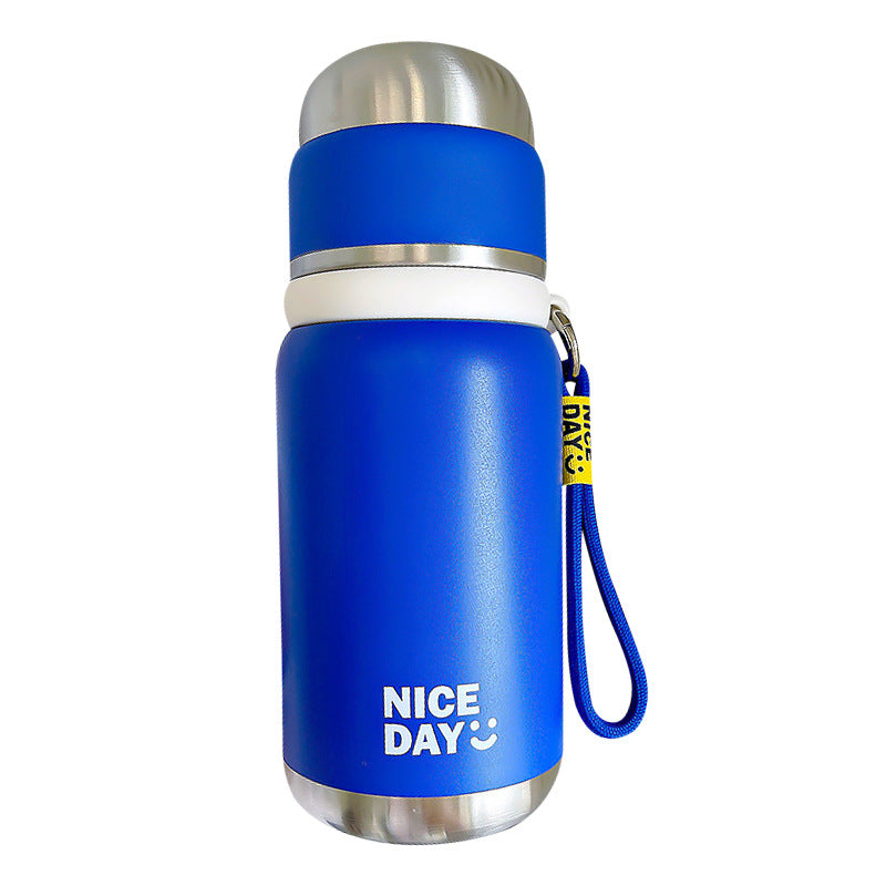 Custom Silk-Screen Thermos Cup 316 – Tea Infuser Design with Carry Ring, Engravable