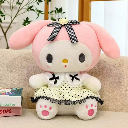 Sanrio Kuromi & My Melody Camellia Plush Pillow – Cute Japanese Kawaii Doll Gift