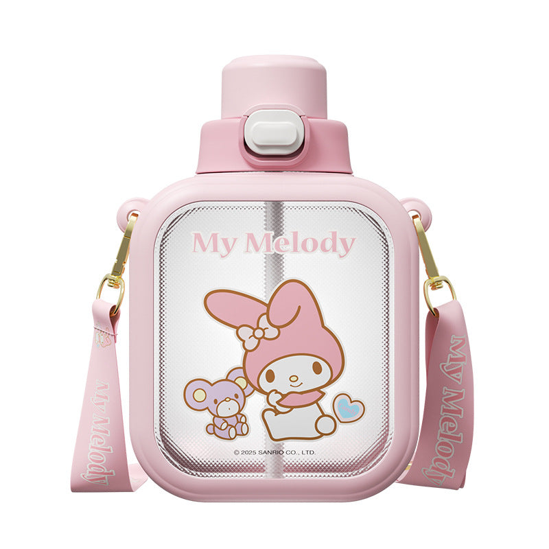 Sanrio Sugar Cube Plastic Cup Girls Cartoon Cute Portable Silicone Straw Large Capacity Kids Water Cup Students